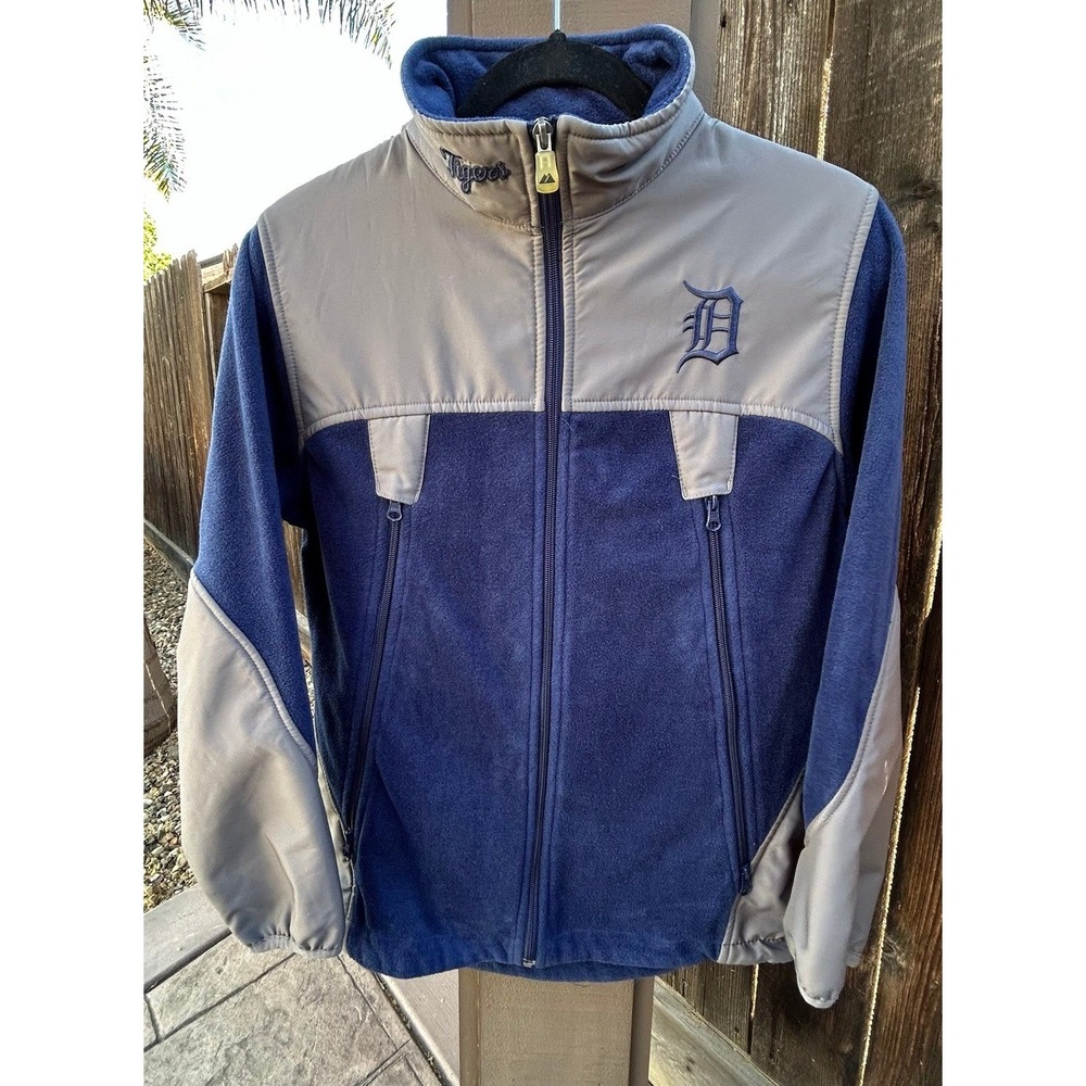 Vintage Y2K Majestic Detroit Tigers Mens S Fleece Jacket MLB Full Zip